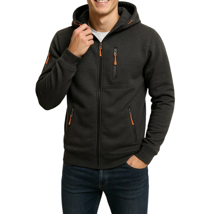 Heren capuchonvest met meerdere ritssluitingen