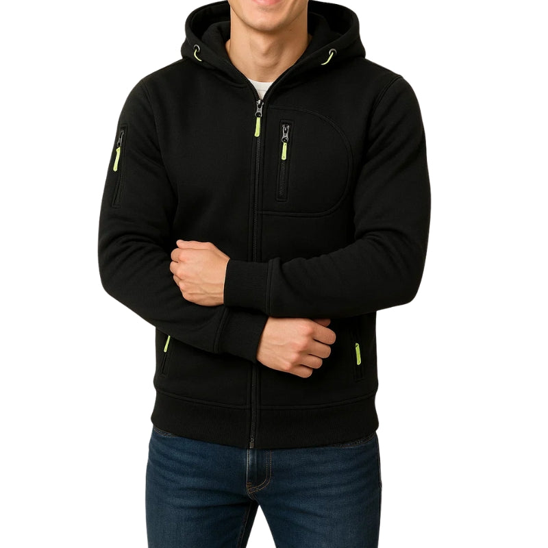 Heren capuchonvest met meerdere ritssluitingen