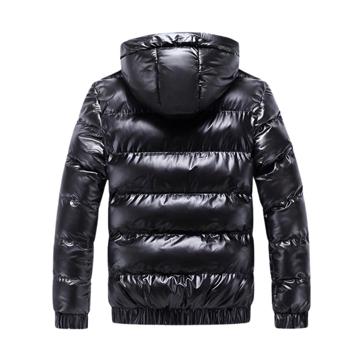 Herenjack met glanzend oppervlak en afneembare capuchon