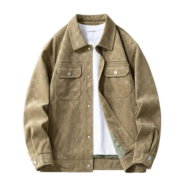 Herenjas met ruitpatroon en drukknoopsluiting