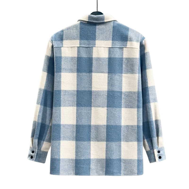 Heren overhemd geruit patroon borstzak knopen