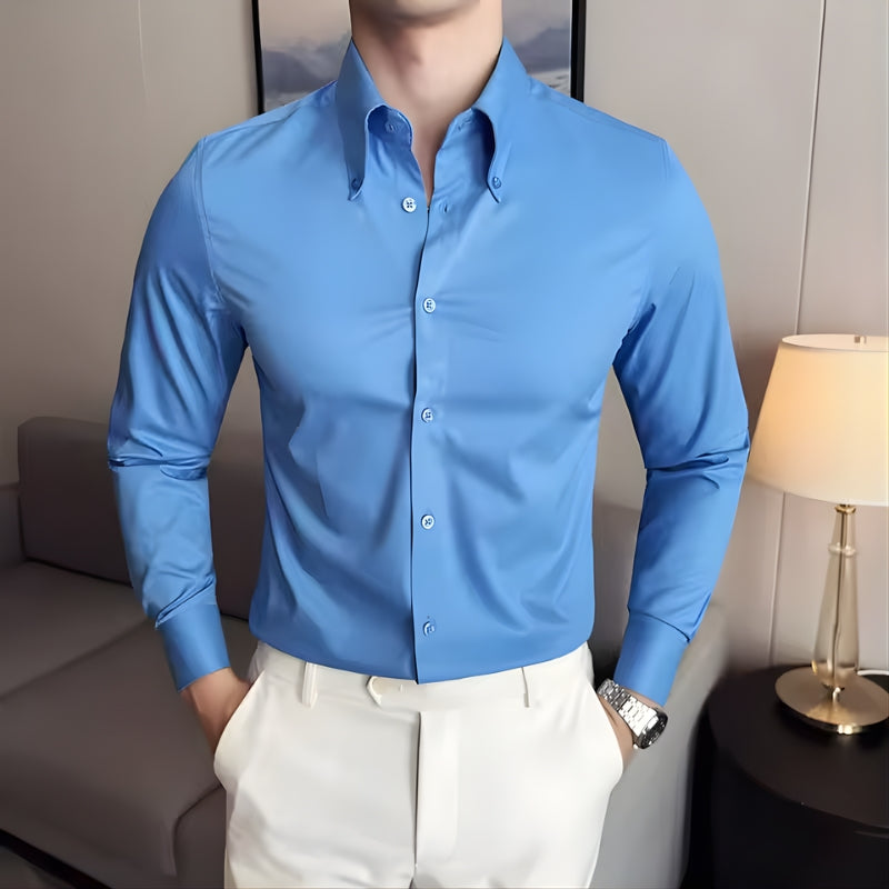 Herenoverhemd met lange mouwen en kraag