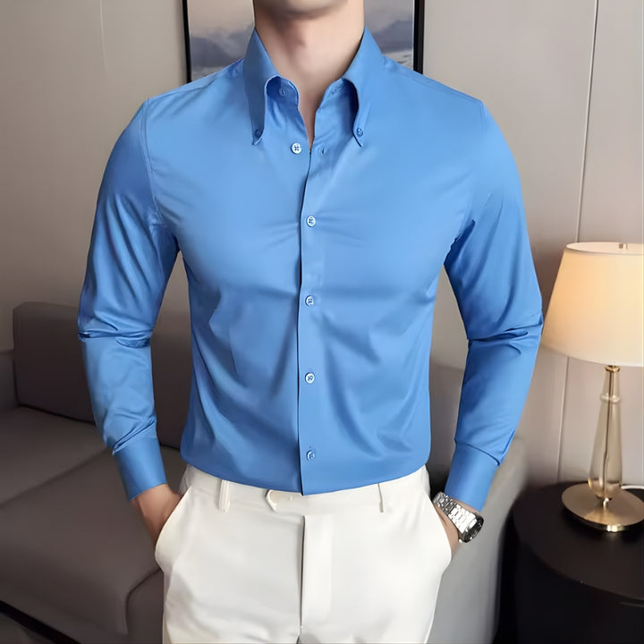 Herenoverhemd met lange mouwen en kraag