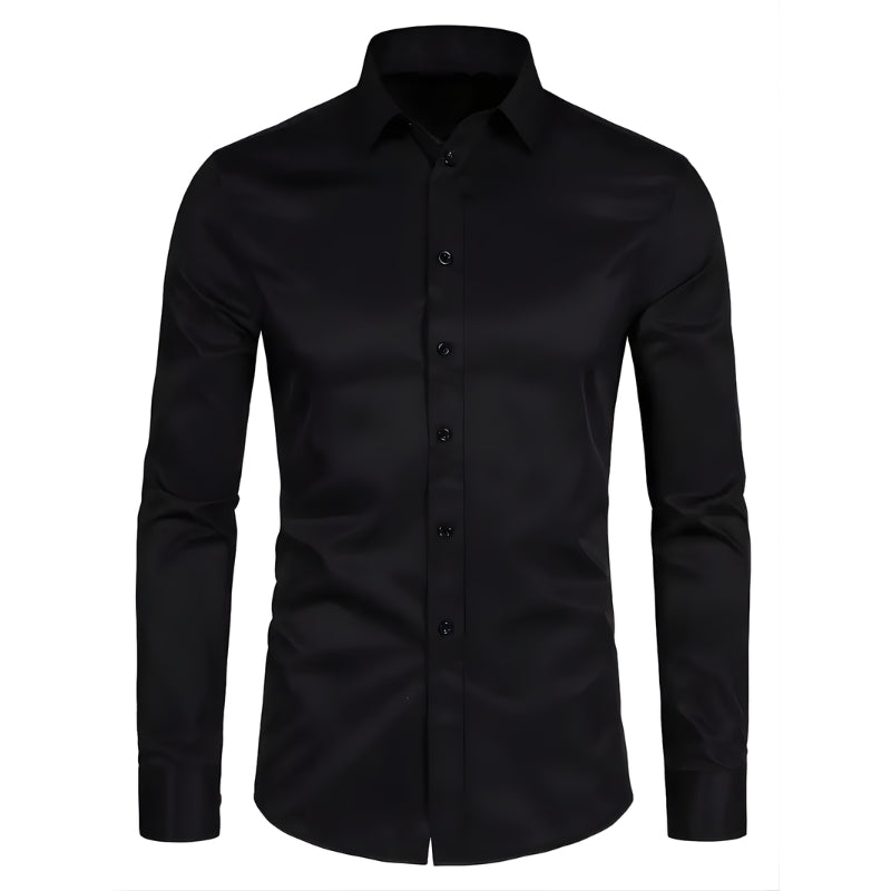 Herenoverhemd met nauwe pasvorm lange mouwen en knopen