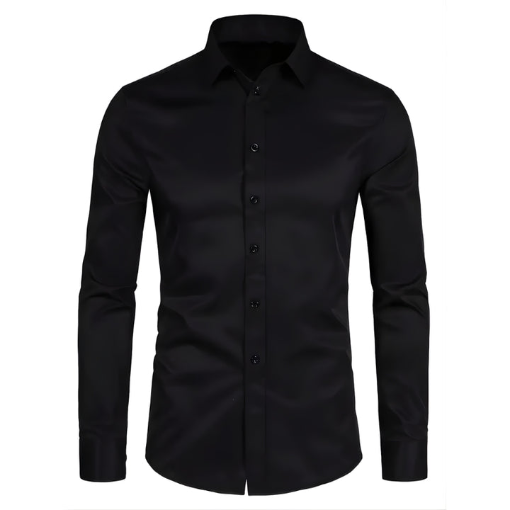 Herenoverhemd met nauwe pasvorm lange mouwen en knopen