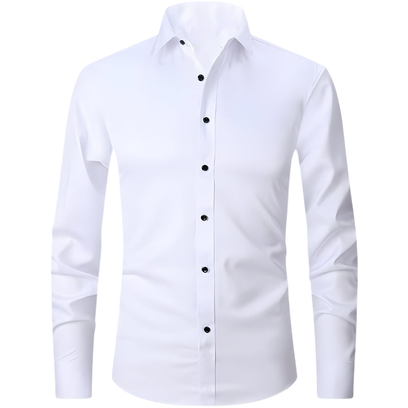 Herenoverhemd met nauwe pasvorm lange mouwen en knopen