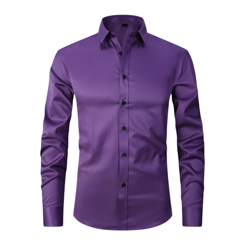 Herenoverhemd met nauwe pasvorm lange mouwen en knopen