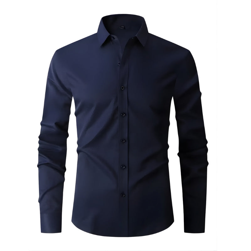 Herenoverhemd met nauwe pasvorm lange mouwen en knopen