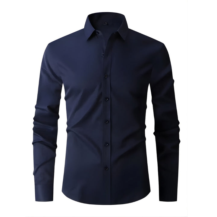 Herenoverhemd met nauwe pasvorm lange mouwen en knopen
