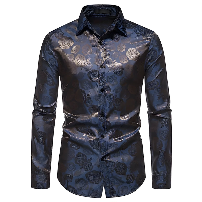 Heren overhemd met roospatroon