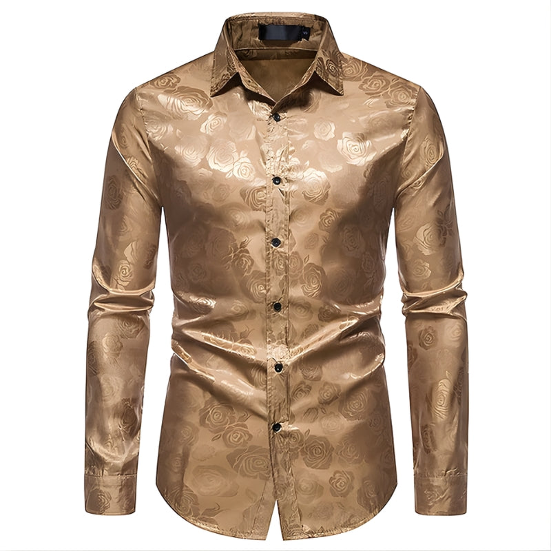 Heren overhemd met roospatroon