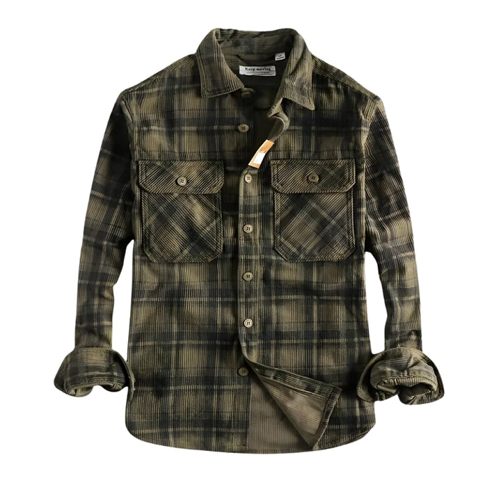 Herenoverhemd met ruitpatroon en borstzakken met klep