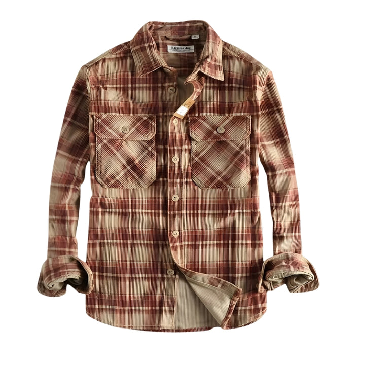 Herenoverhemd met ruitpatroon en borstzakken met klep