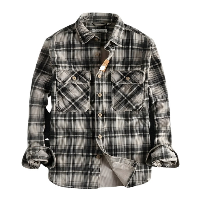 Herenoverhemd met ruitpatroon en borstzakken met klep