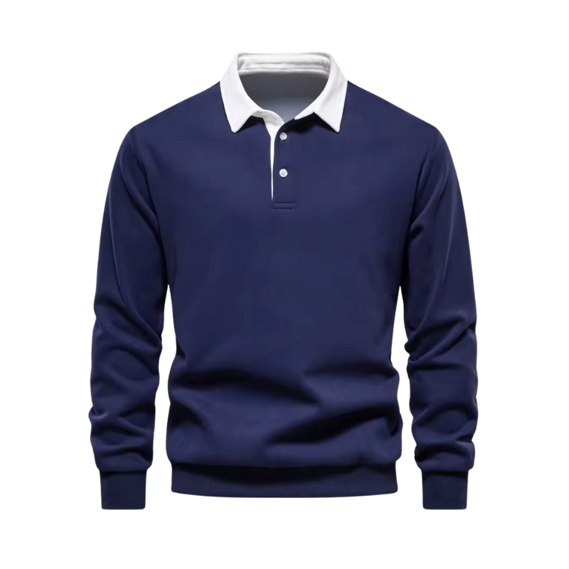 Heren poloshirt met kraag en lange mouwen