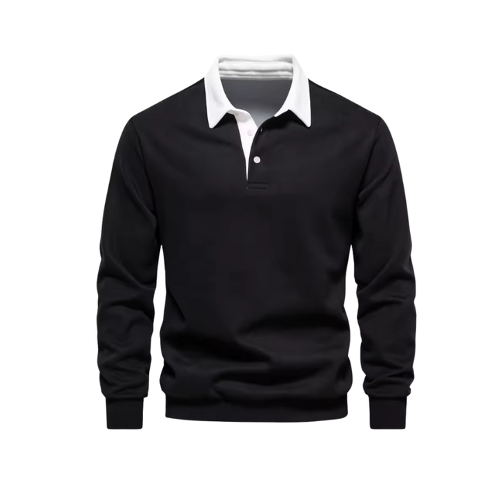 Heren poloshirt met kraag en lange mouwen