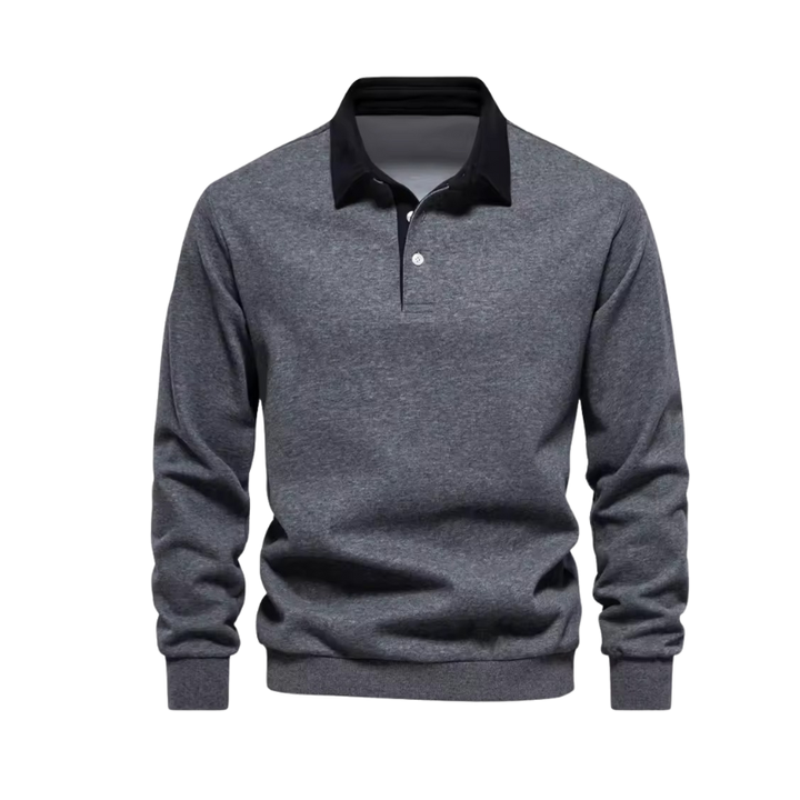 Heren poloshirt met kraag en lange mouwen