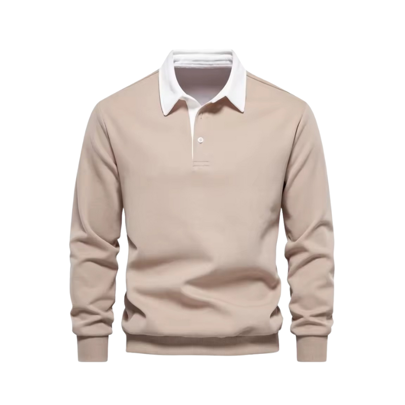 Heren poloshirt met kraag en lange mouwen