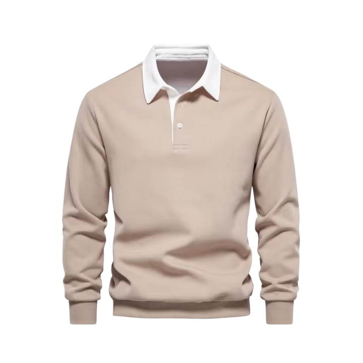 Heren poloshirt met kraag en lange mouwen