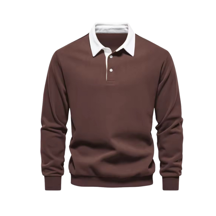 Heren poloshirt met kraag en lange mouwen