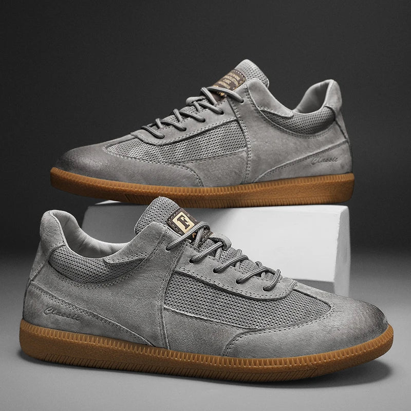 Herensneakers met stiksel details en vetersluiting