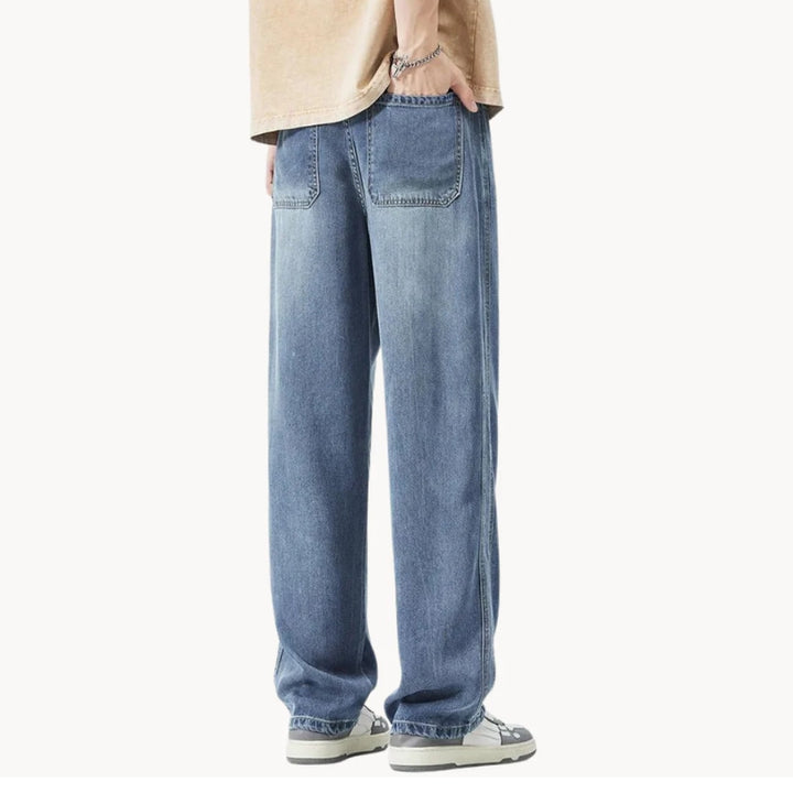 Heren spijkerbroek met wijde pijpen en rechte snit