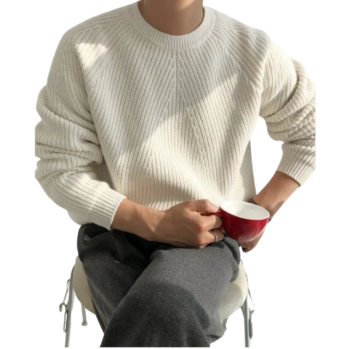 Herentrui met dikke ribbels en ronde hals