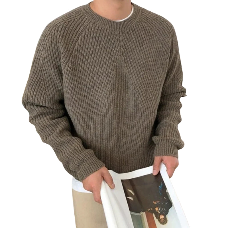 Herentrui met dikke ribbels en ronde hals