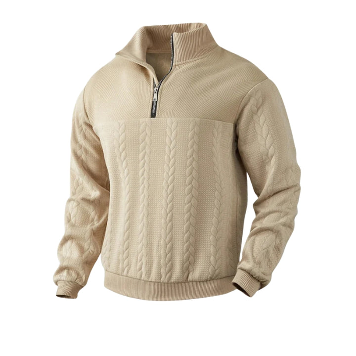 Herentrui met halve rits en kabelbreipatroon