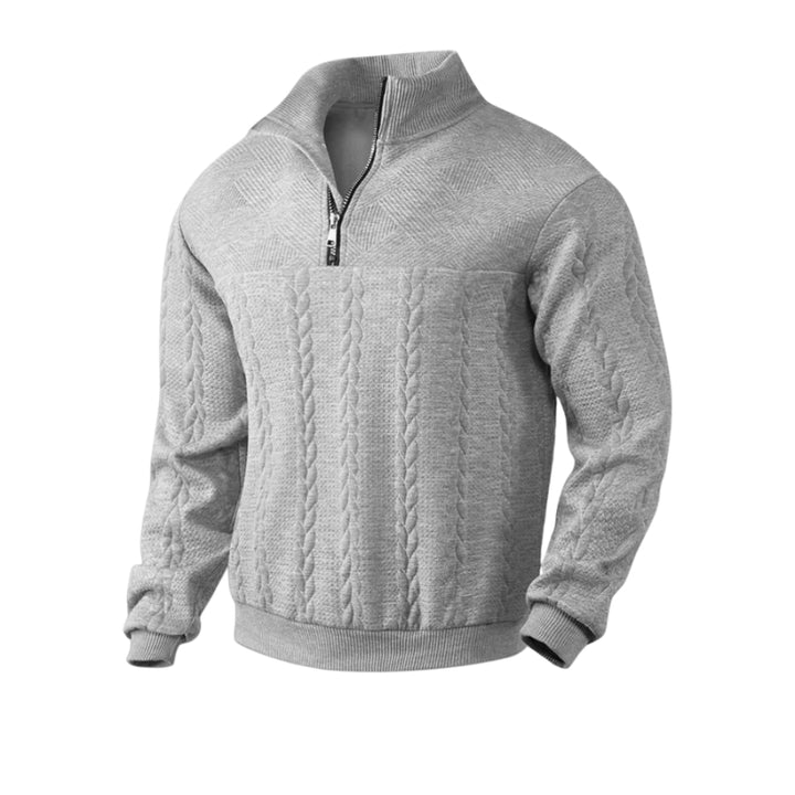 Herentrui met halve rits en kabelbreipatroon