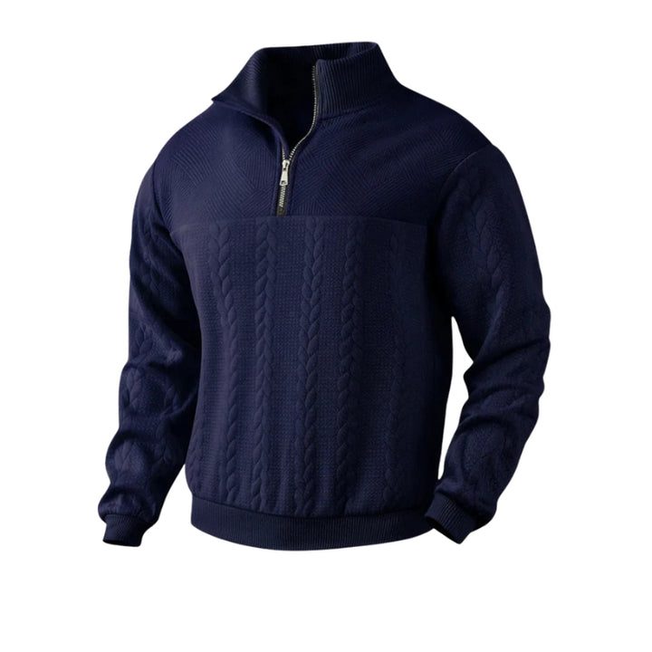 Herentrui met halve rits en kabelbreipatroon