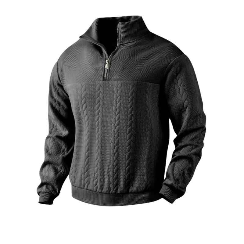 Herentrui met halve rits en kabelbreipatroon