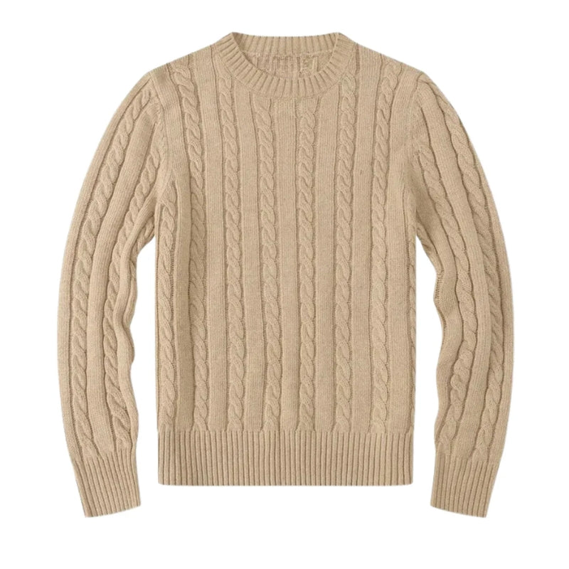 Herentrui met kabelpatroon en ronde hals