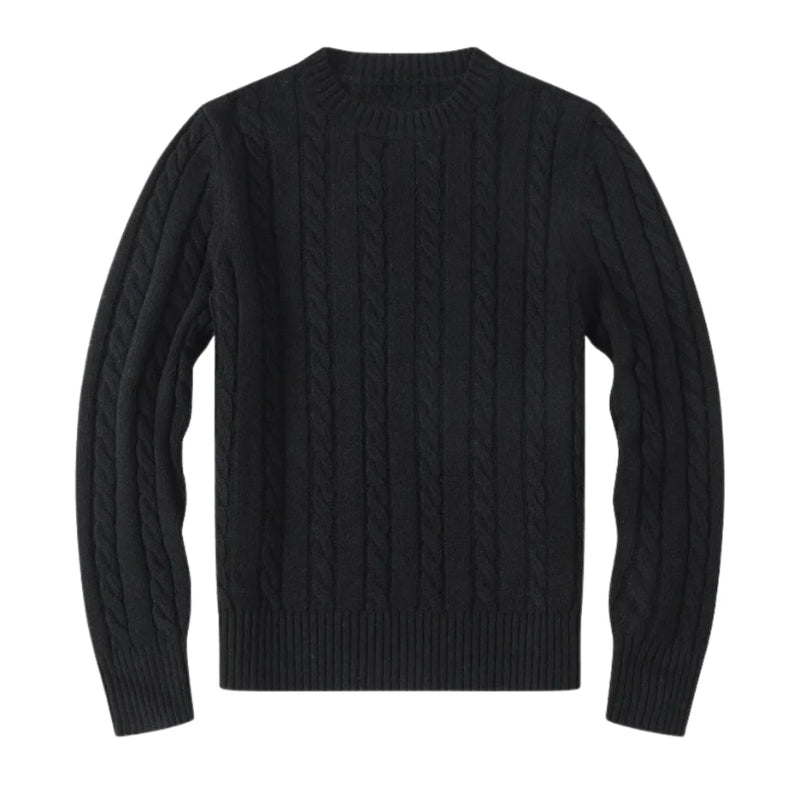 Herentrui met kabelpatroon en ronde hals