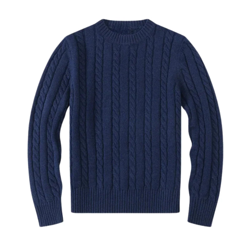 Herentrui met kabelpatroon en ronde hals
