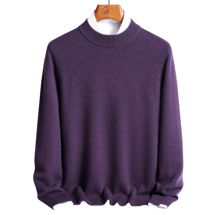 Heren trui met opstaande kraag en geribbelde boorden