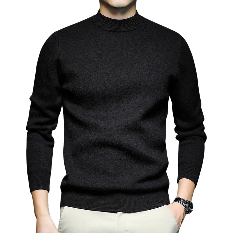 Heren trui met opstaande kraag en geribbelde boorden