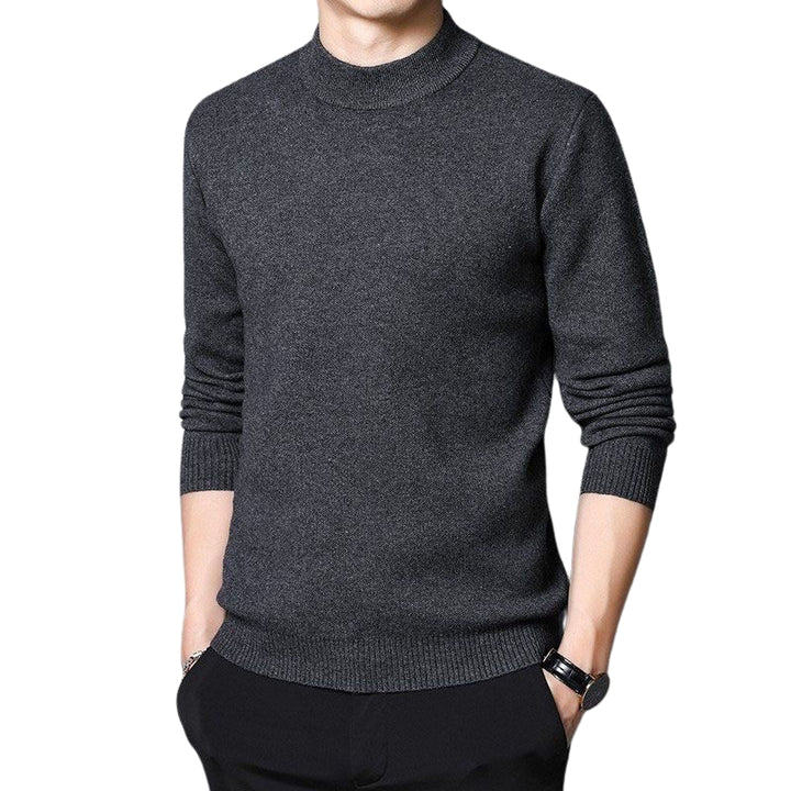 Heren trui met opstaande kraag en geribbelde boorden