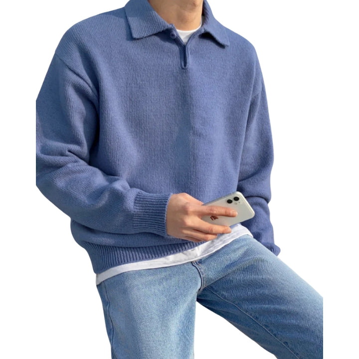 Herentrui met polokraag en korte knopenrij