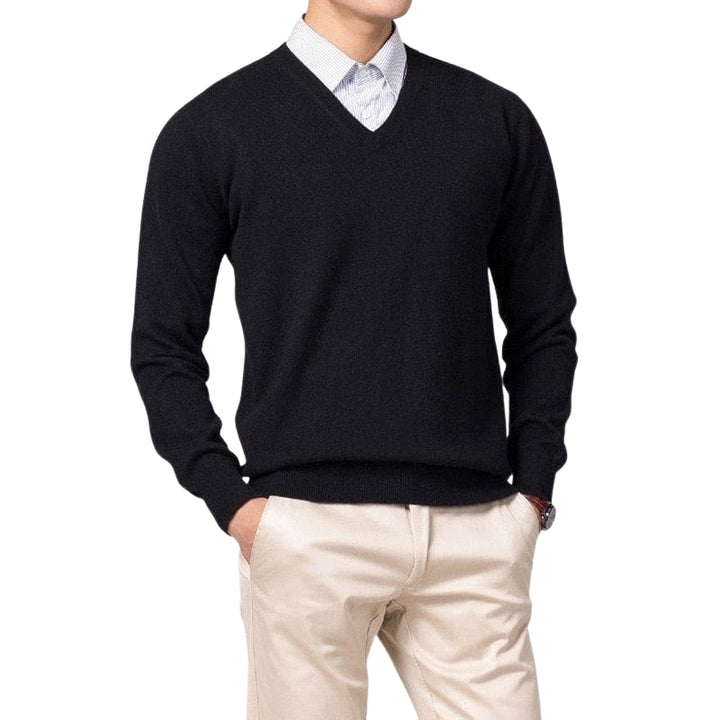 Heren trui met ronde hals en geribbelde boorden