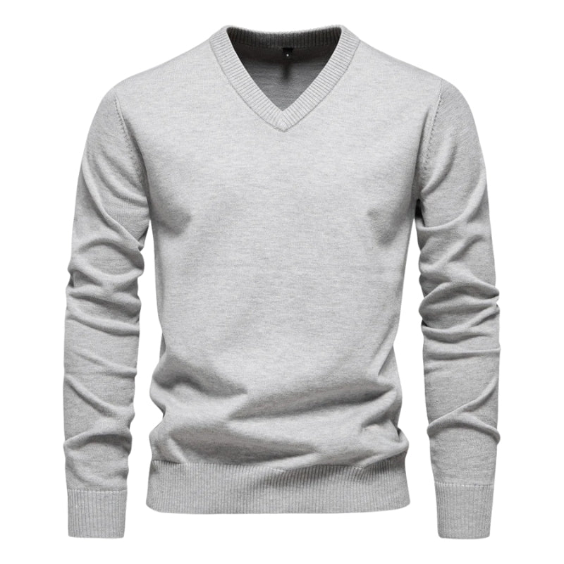 Heren trui met ronde hals en geribbelde boorden