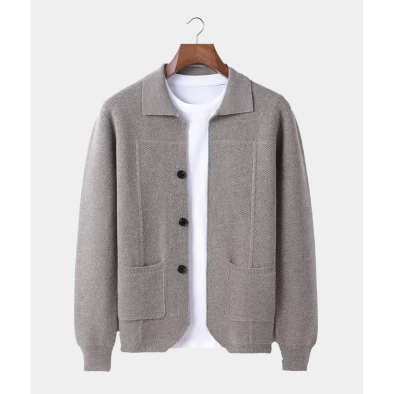 Herenvest met kraag en zakken aan de voorkant