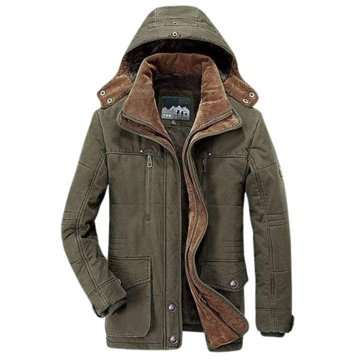 Heren winterjas met capuchon en voering