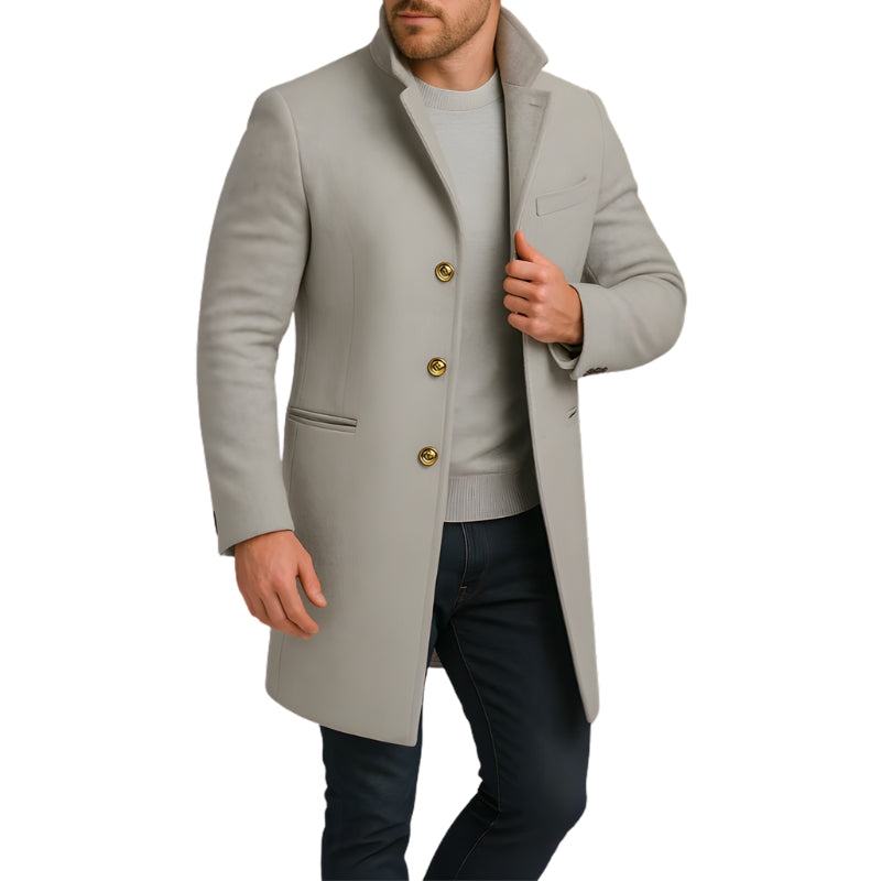 Herenwintermantel met notch kraag en knopen