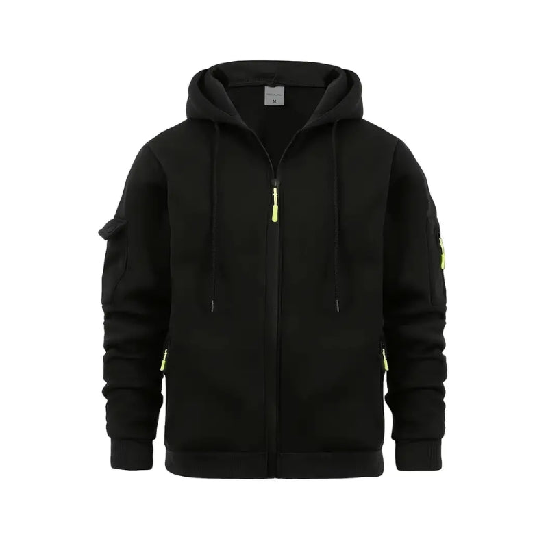 Hoodie met volledige rits mouwzakken en trekkoord