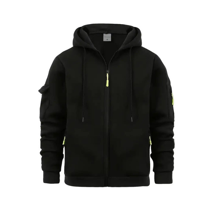 Hoodie met volledige rits mouwzakken en trekkoord