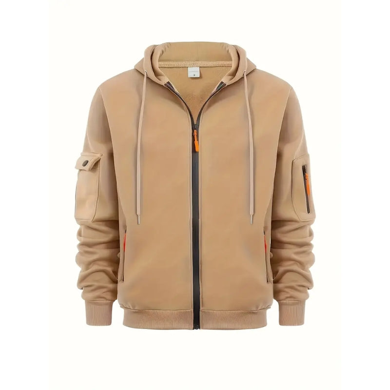 Hoodie met volledige rits mouwzakken en trekkoord