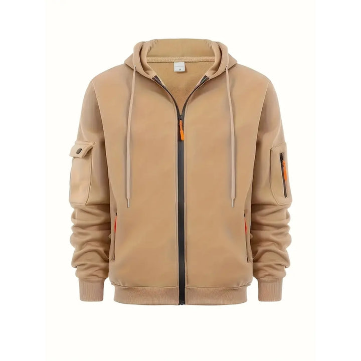 Hoodie met volledige rits mouwzakken en trekkoord