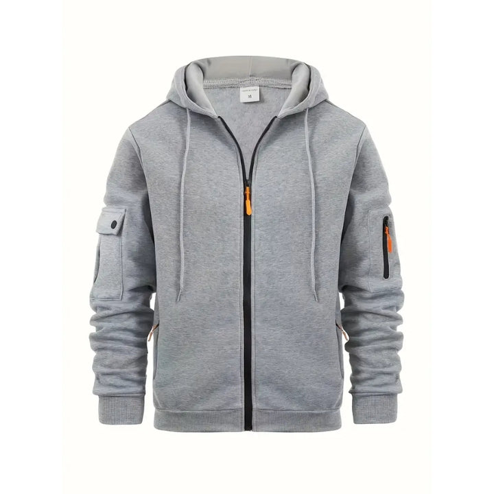 Hoodie met volledige rits mouwzakken en trekkoord