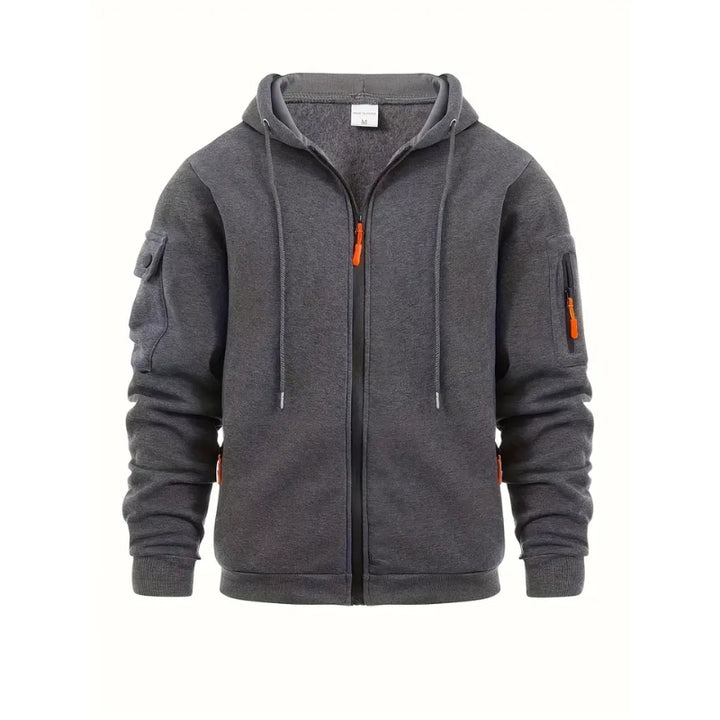 Hoodie met volledige rits mouwzakken en trekkoord